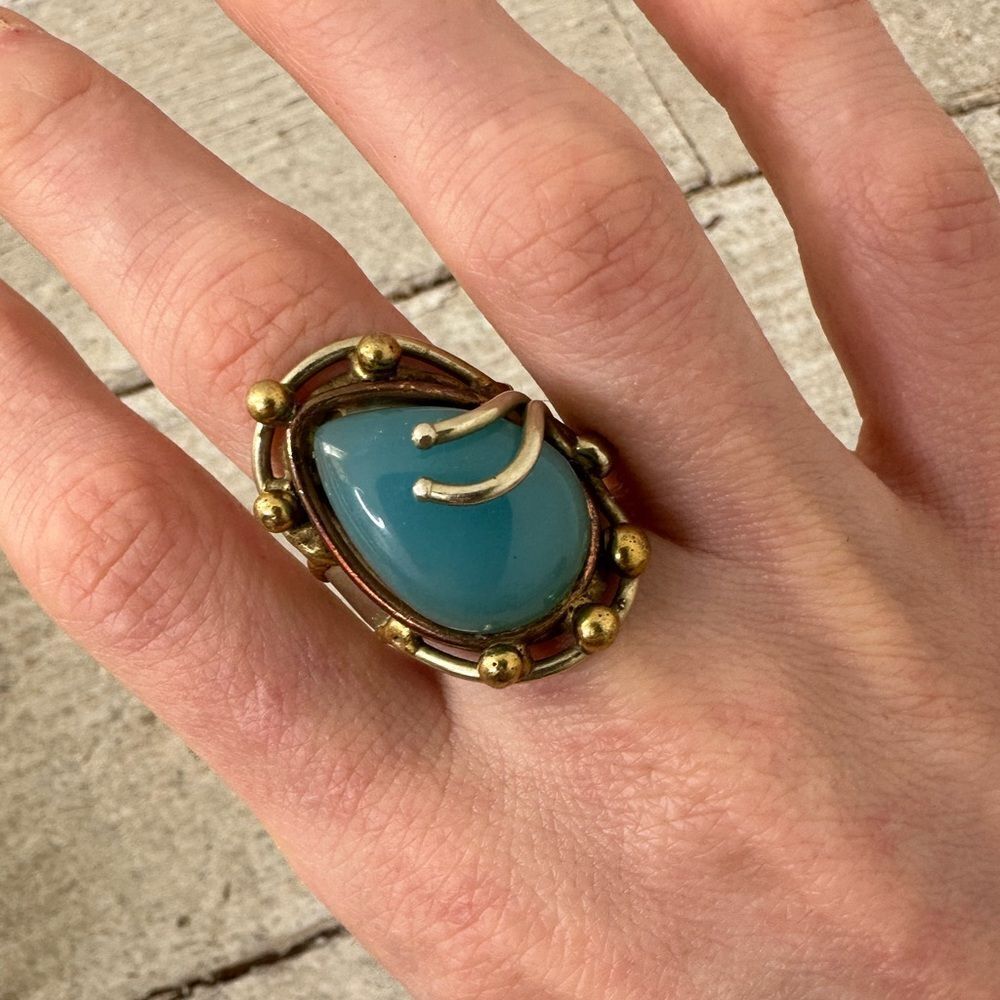 Vintage Artesian Made 1980s Art To Wear Adjustable Ring